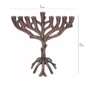חנוכיה אומנותית בצורת עץ חיים בצבע נחושת