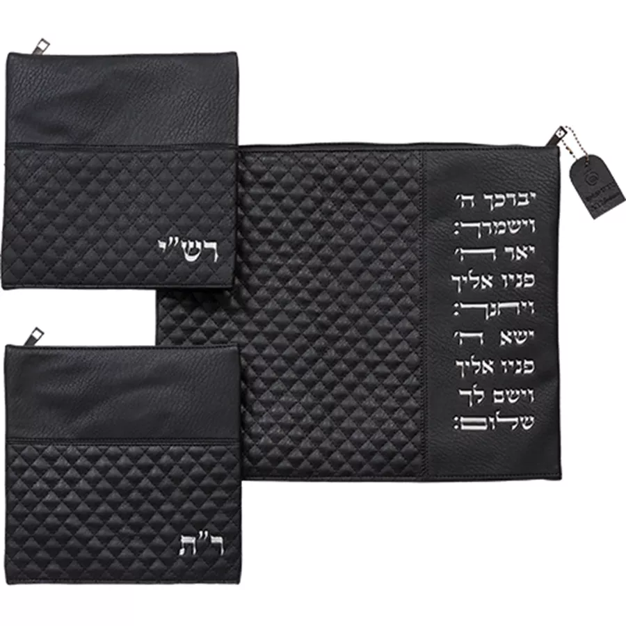 סט מרהיב ביופיו דמוי עור בצבע שחור