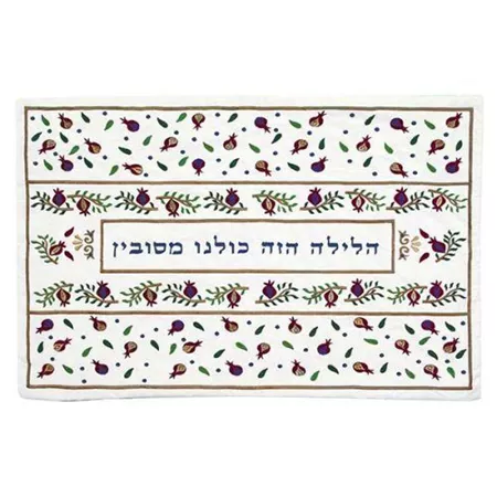 ציפית לכרית הסבה רקומה "רימונים"